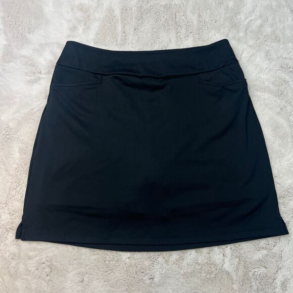 Adidas Skirt Skort Mini Womens Size Medium Long Black Stretch Built in Shorts - Picture 1 of 10
